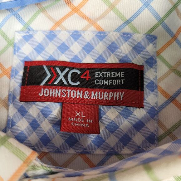 Johnston & Murphy XC4 Shirt Mens XL Blue Plaid Button Down Long Sleeve - Picture 2 of 7